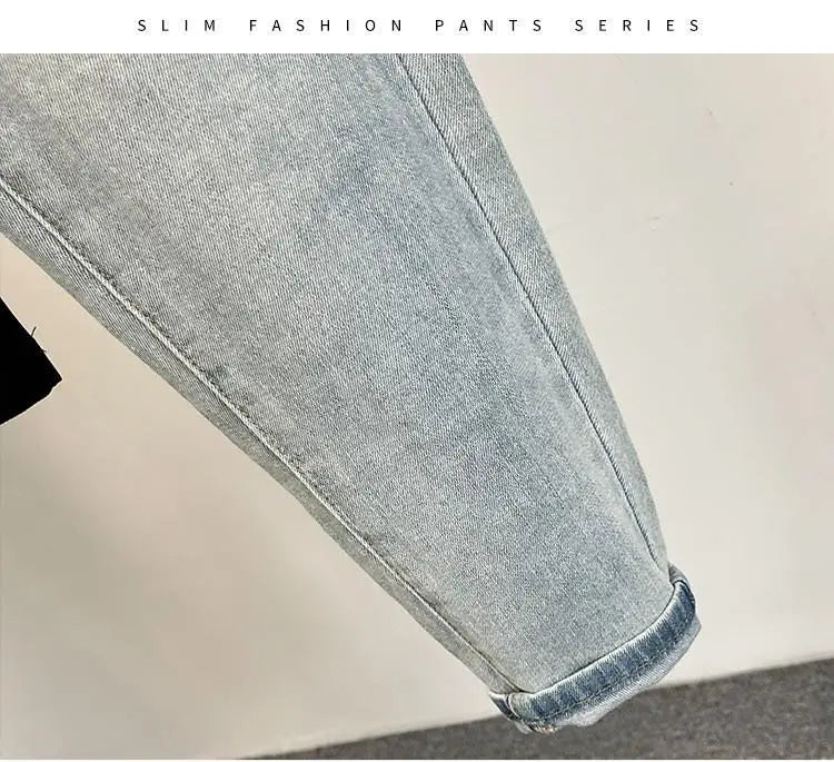 Mens jeans Trendy Brand Light-colored Fashion Youth Casual Pants Cowboy Simple Ruffian Handsome Slim-fitting Skinny Jeans Men