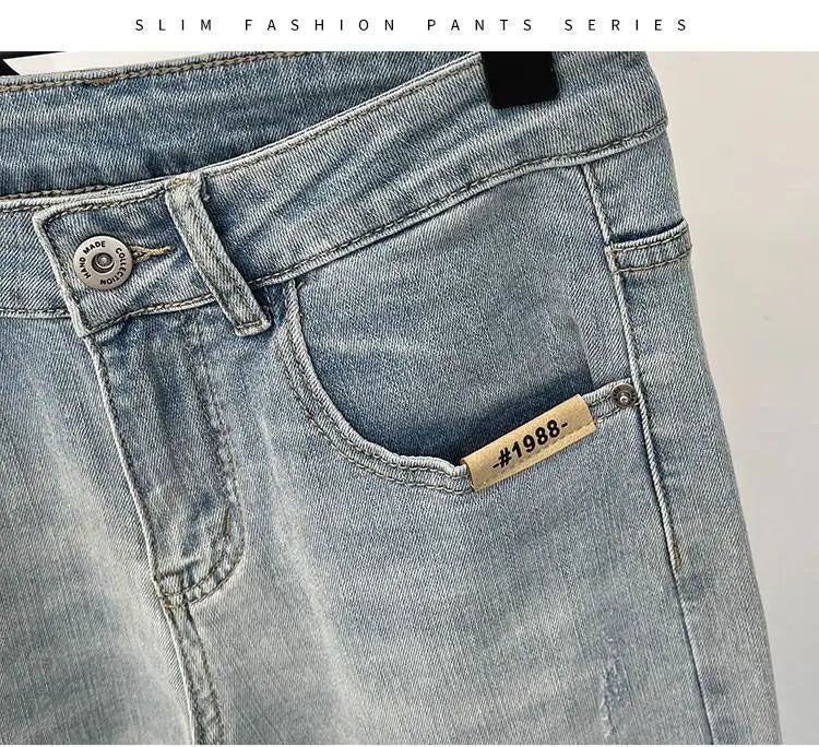 Mens jeans Trendy Brand Light-colored Fashion Youth Casual Pants Cowboy Simple Ruffian Handsome Slim-fitting Skinny Jeans Men